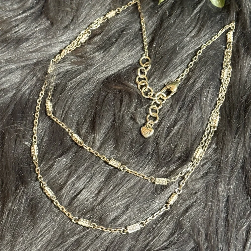 Brighton Silver-Tone‎ Rhinestone Double Strand Necklace
